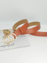 Women's Belt Trend Triple Round Buckle Belt Simple Versatile Youth Belt PU Leather Belt Paired with Jeans Dress Ladies Belts