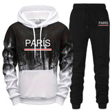 Hot Sales Mens Tracksuit Casual Printed Splash-ink Hooded Sweatshirts Daily Sports Jogging Mens Clothing Single Piece Tops Pants