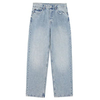 Denim Solid Loose Zipper Fly Wide Leg Pant