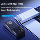 200000mAh 120W Power Bank Large Capacity Super Fast Charge Portable Power Bank With 4 Charging Cables LED Digital Display New