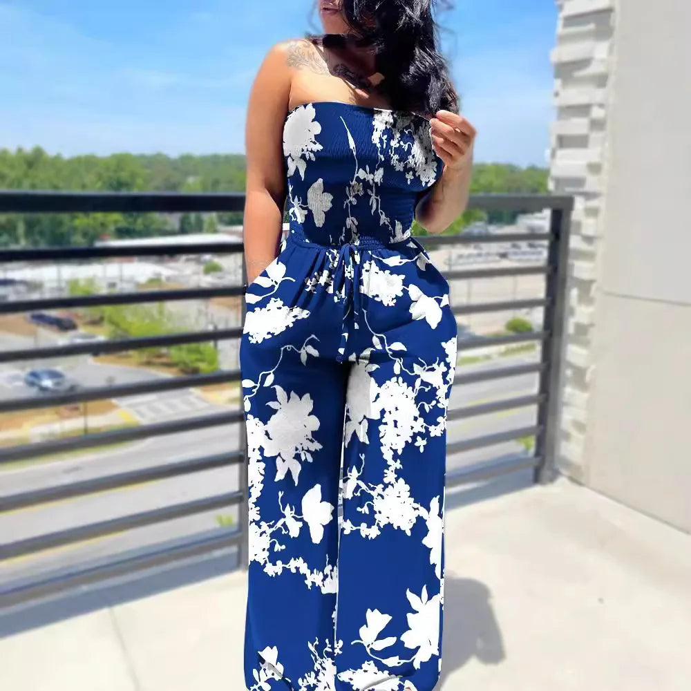 Casual Polka Dot Off Shoulder Jumpsuits