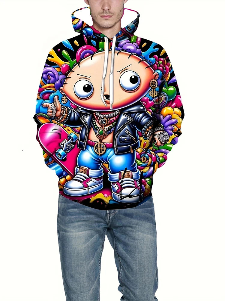 New Fashion Men'sGraphic Print Hoodie