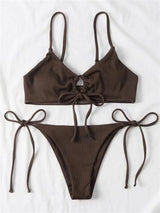 Female Solid Brazilian Bikini Set