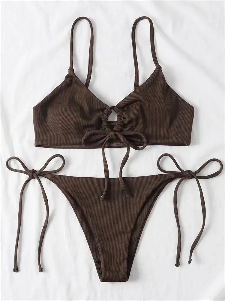 Female Solid Brazilian Bikini Set