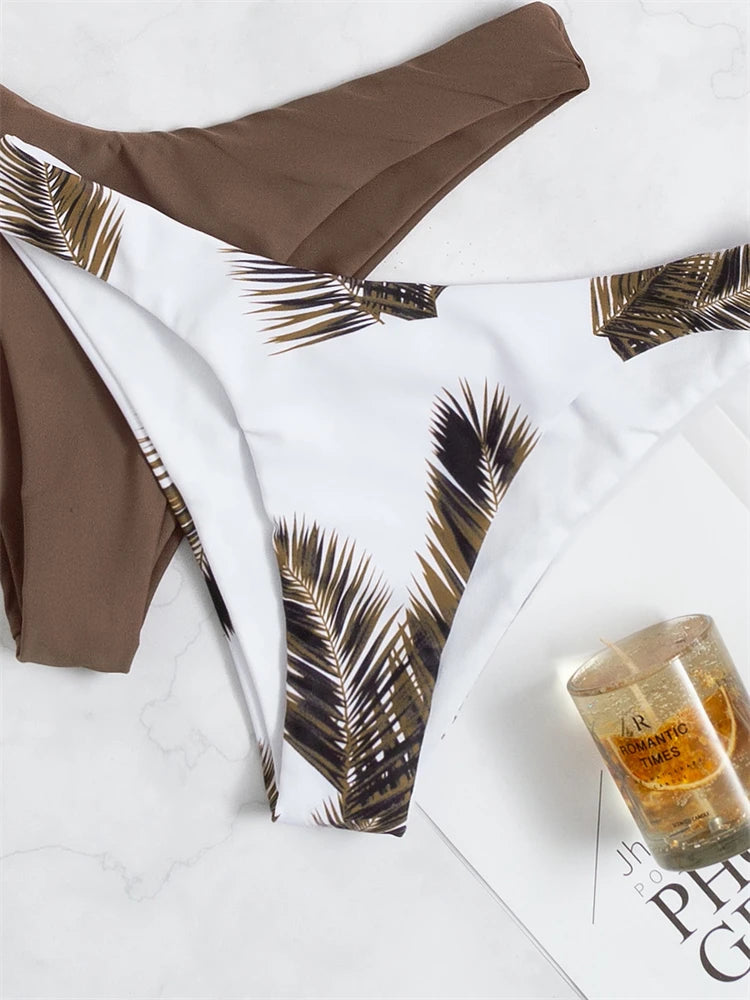 Solid Print Sling Sexy Thong Bikinis Set