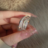 Rhinestone Ring Multi-layer Winding Rings for Women Wedding Full Zircon