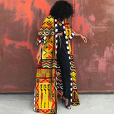 African Ethnic Print Loose Long Trench Coat Streetwear