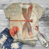 Summer Vintage Butterfly Pattern T-Shirt For Women