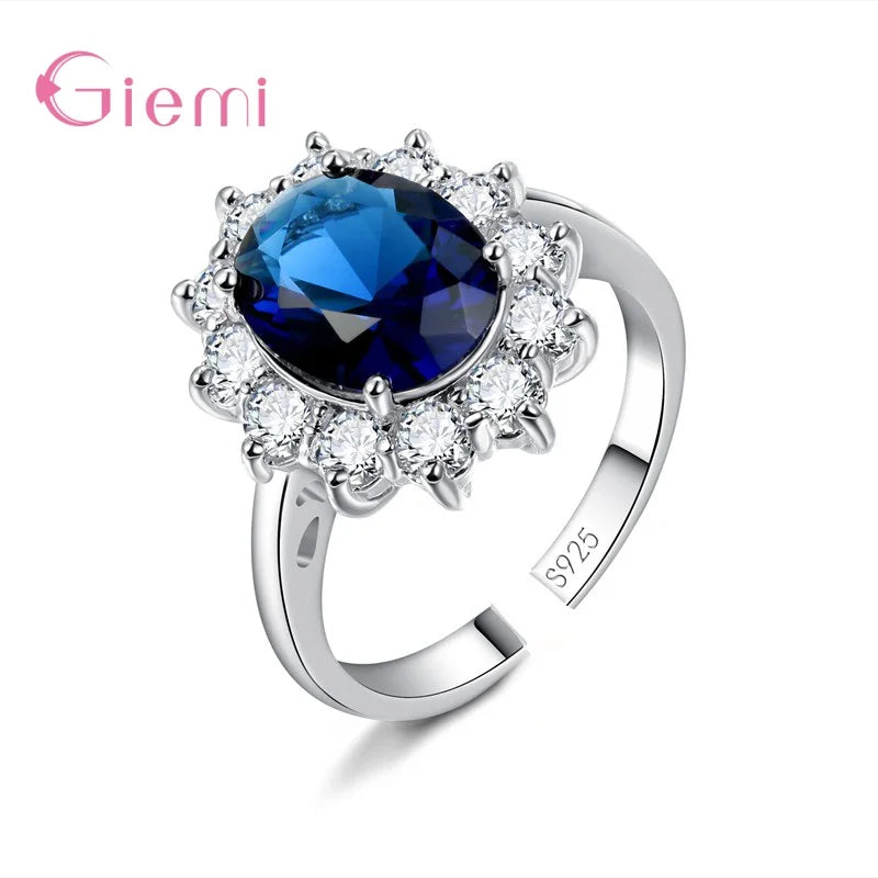 Elegant Fashion Sunflower 925 Sterling Silver Color Wedding Engagement Rings