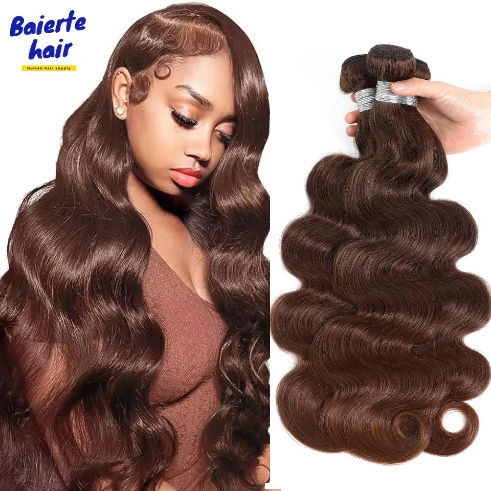 Chocolate Brown Long Wave Bundles Hair Wig