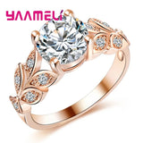 Hot Sell 925 Sterling Silver Color High Quality Zircon Crystals Paved Leaf Design