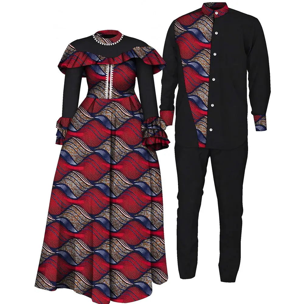 African Couple dress Top and Pants Suits - Wyq1093