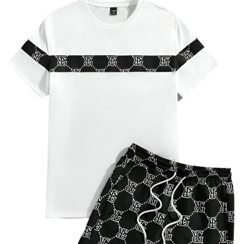 Men's Retro Letters Printed Suit