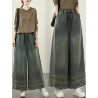 Retro Heavy Embroidery Ethnic Style Pants