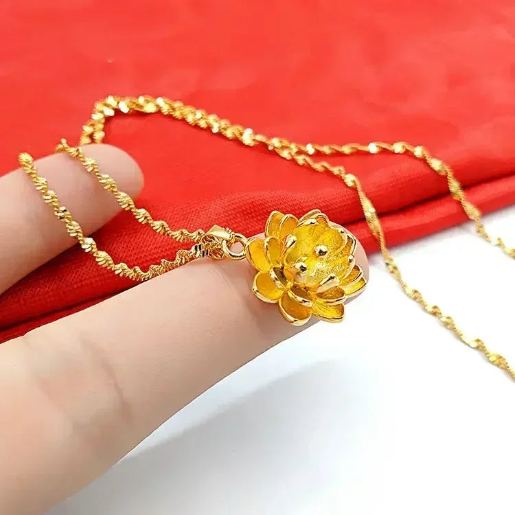 24K REAL gold necklace women's real gold