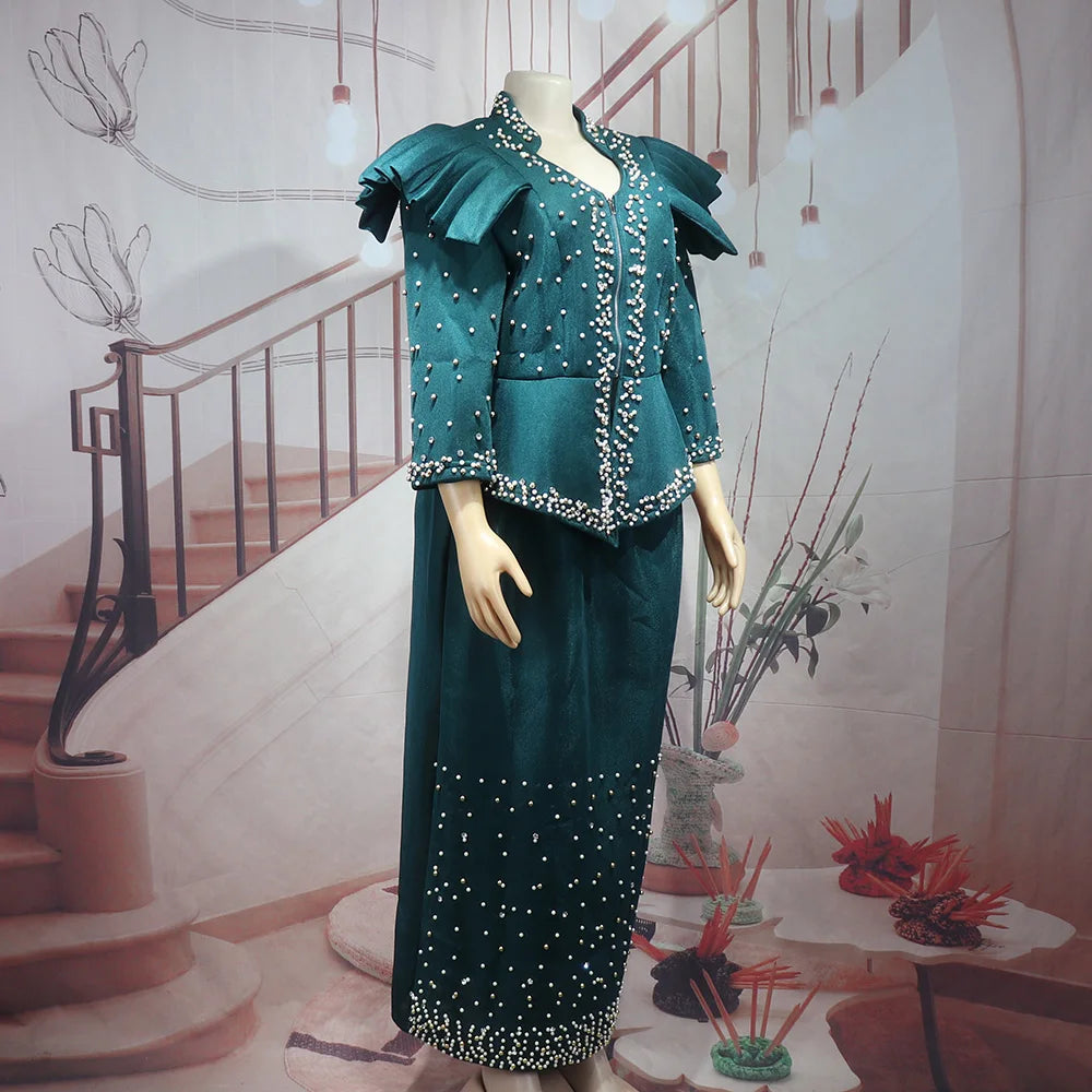 African women's elegant dress Mesh fabric