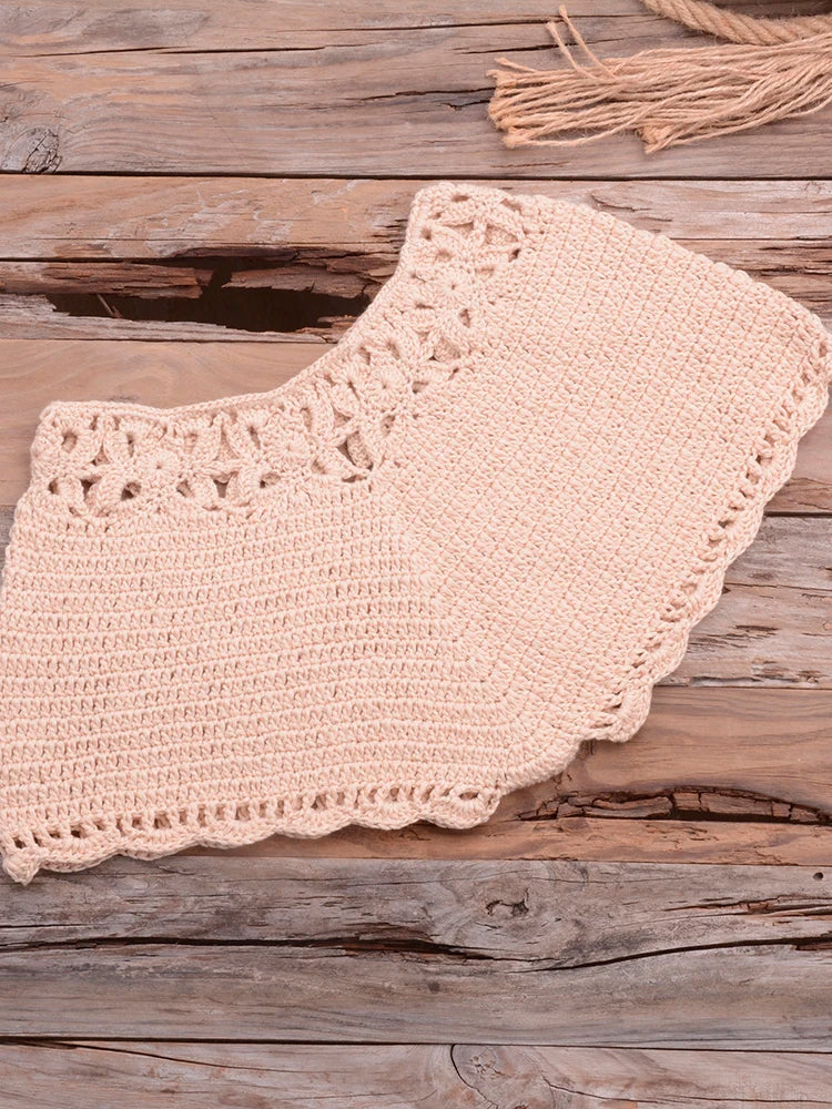 Crochet Bohemia Style Off Shoulder Bikini