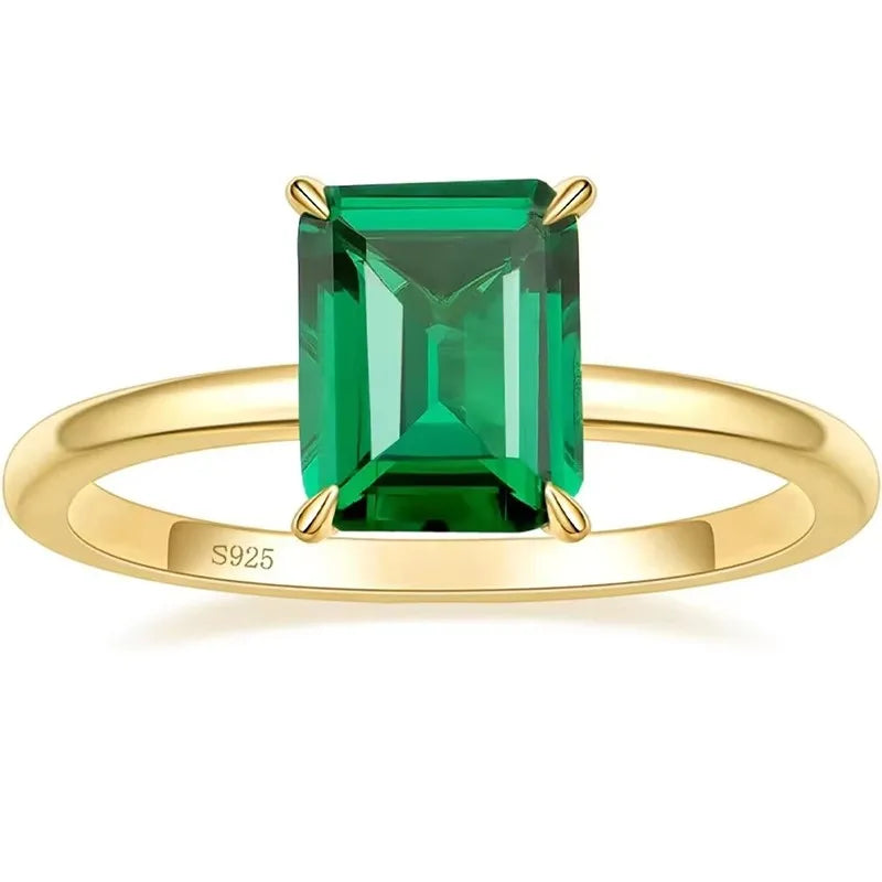 Dazzling Gemstone Emerald 925 Sterling Silver Ring For Women