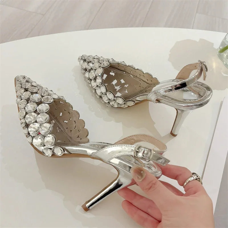 Women Sexy Pointed Toe Elegant Crystal Pumps