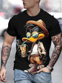 Cartoon Funny Duck Print Overszied T Shirt
