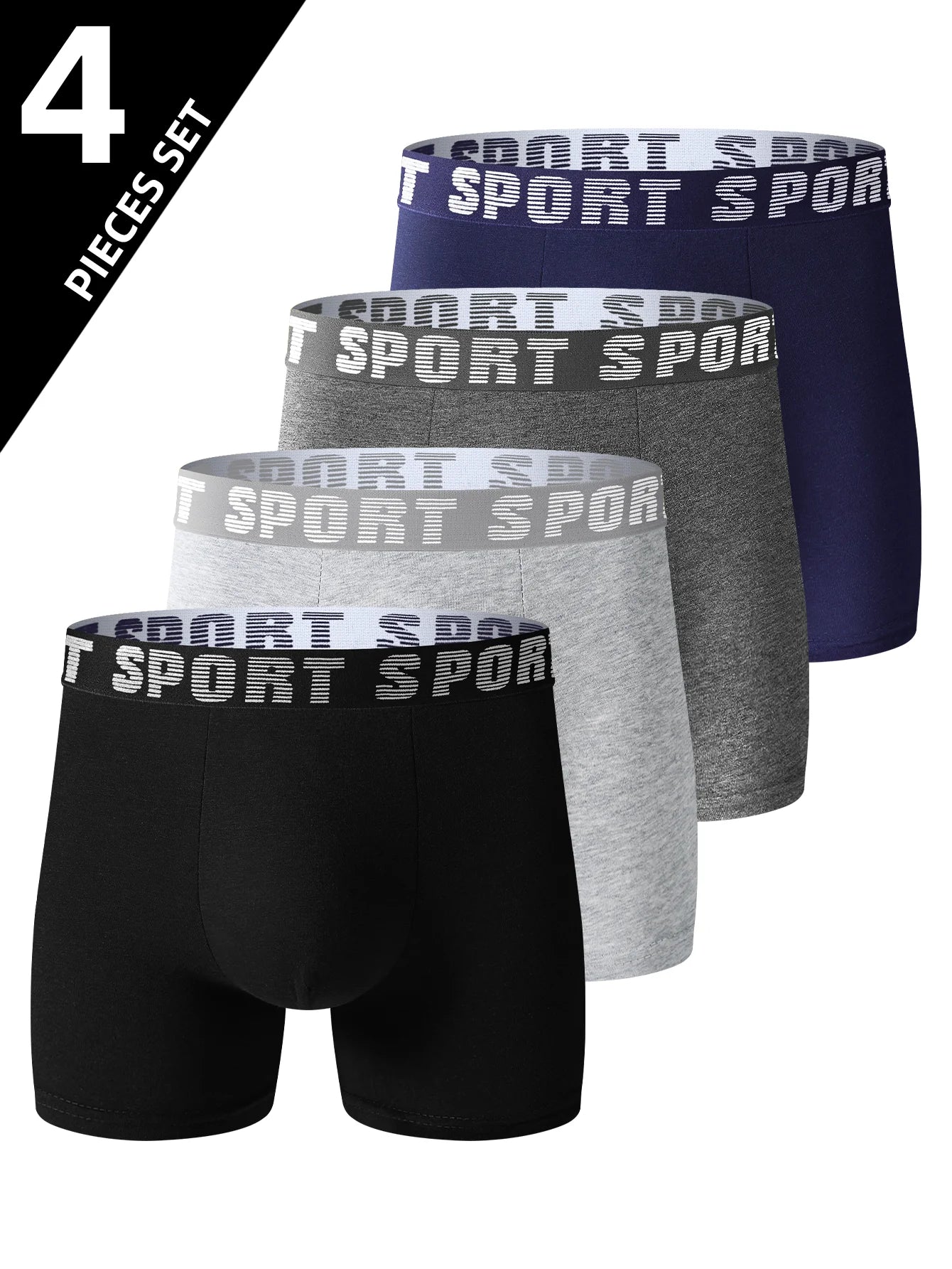 4 pieces of men's sports underwear, soft, breathable and comfortable sweatpants