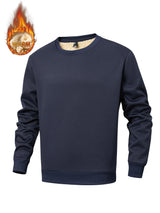 Men's winter sportswear set; warm fleece round neck sweatshirt and men's drawstring sport pants