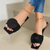Woman Summer Buckle Solid Flats Sandals