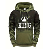 King Printing Mens Tracksuit Splash-ink Hooded Sweatshirts Casual Sports Jogging Mens Clothing Fashion Single Piece Tops Pants