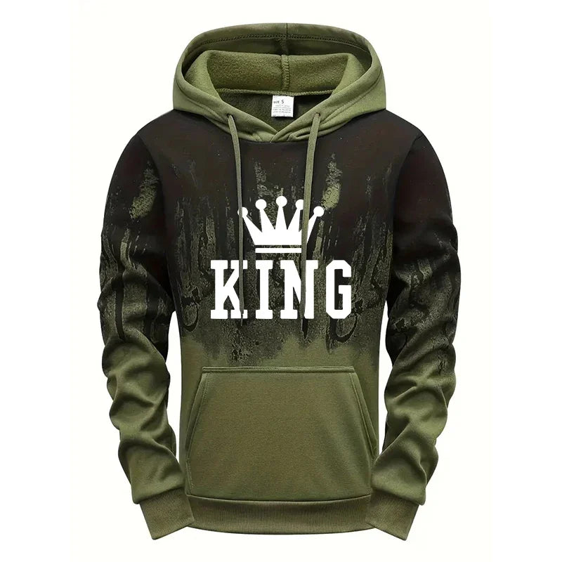 King Printing Mens Tracksuit Splash-ink Hooded Sweatshirts Casual Sports Jogging Mens Clothing Fashion Single Piece Tops Pants