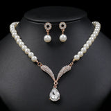 Personality flower Pearl Wedding Necklace Earring
