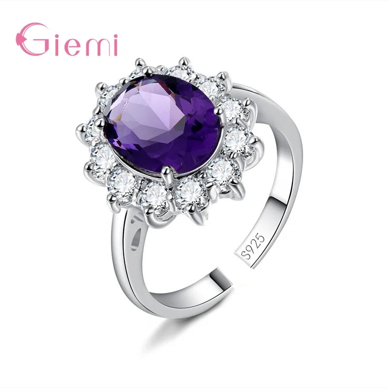 Elegant Fashion Sunflower 925 Sterling Silver Color Wedding Engagement Rings