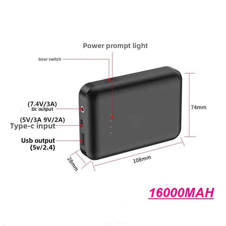 16000mAh Power Bank 7.4V 3A DC Output for Heating Clothing Air Conditioning Clothin,15000mAh DC+USB Output for Cooling Machine