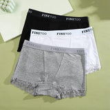 3Pcs Women's Lace Panties Cotton boxer briefs Seamless Sports Boxers Underwear Female Briefs Lingerie Intimate Underpant S-XXL
