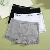 3Pcs Women's Lace Panties Cotton boxer briefs Seamless Sports Boxers Underwear Female Briefs Lingerie Intimate Underpant S-XXL