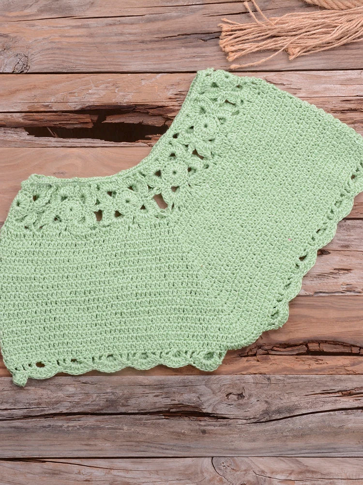 Crochet Bohemia Style Off Shoulder Bikini