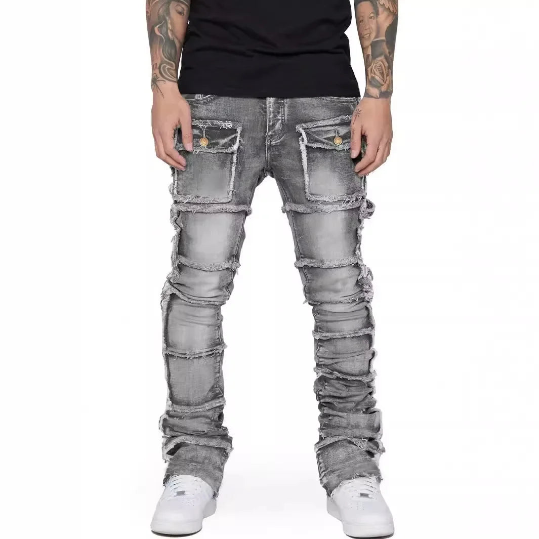 Fashionable Trendy Flared Men Denim Pants