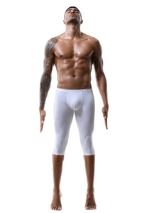 Men's Ice Silk Long Leg Trunk Sexy U Conevx Pouch Boxy Underwear Sports Fitness Running Shorts Pants Extended Knee Length Boxers