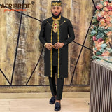 African Clothes for Men Agbada , Shirts, Pants, and  Hats 4 Piece Set - A2216013
