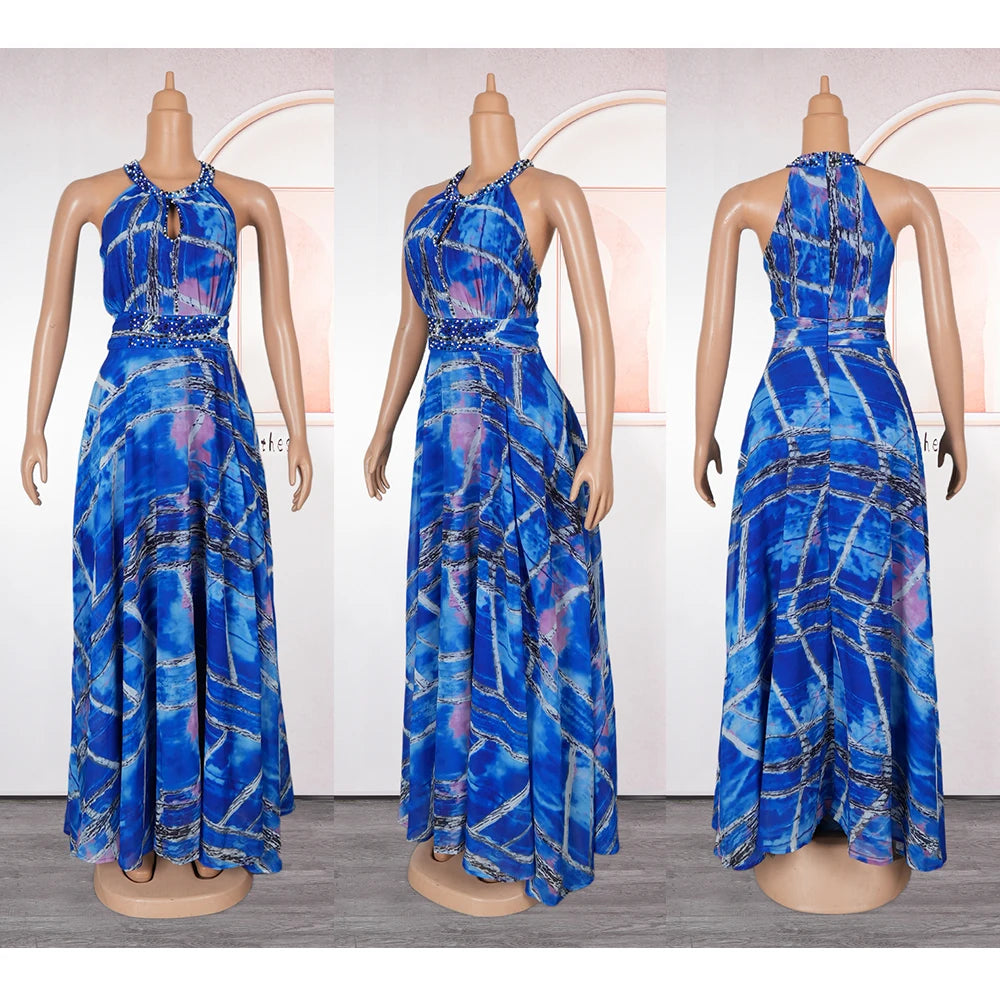 Afro-Fashion Sleeveless Chiffon Maxi Long Dress for curve pretty afro-queens