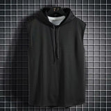 Men Tie Collar Hooded Sleeveless Vest