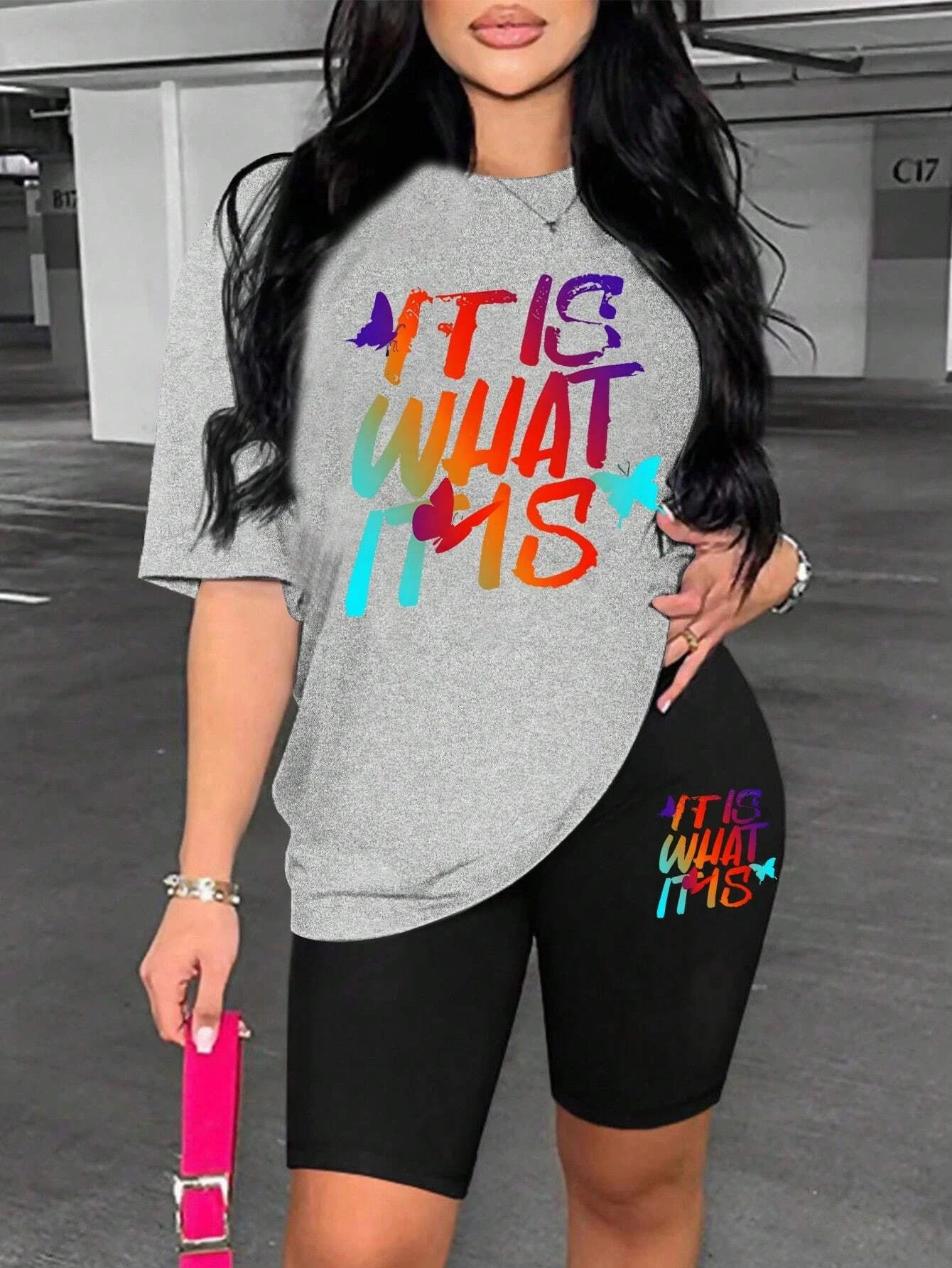 Colored Letters Printing Shirt & Shorts