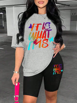 Colored Letters Printing Shirt & Shorts