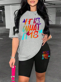 Colored Letters Printing Shirt & Shorts