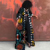 African Ethnic Print Loose Long Trench Coat Streetwear