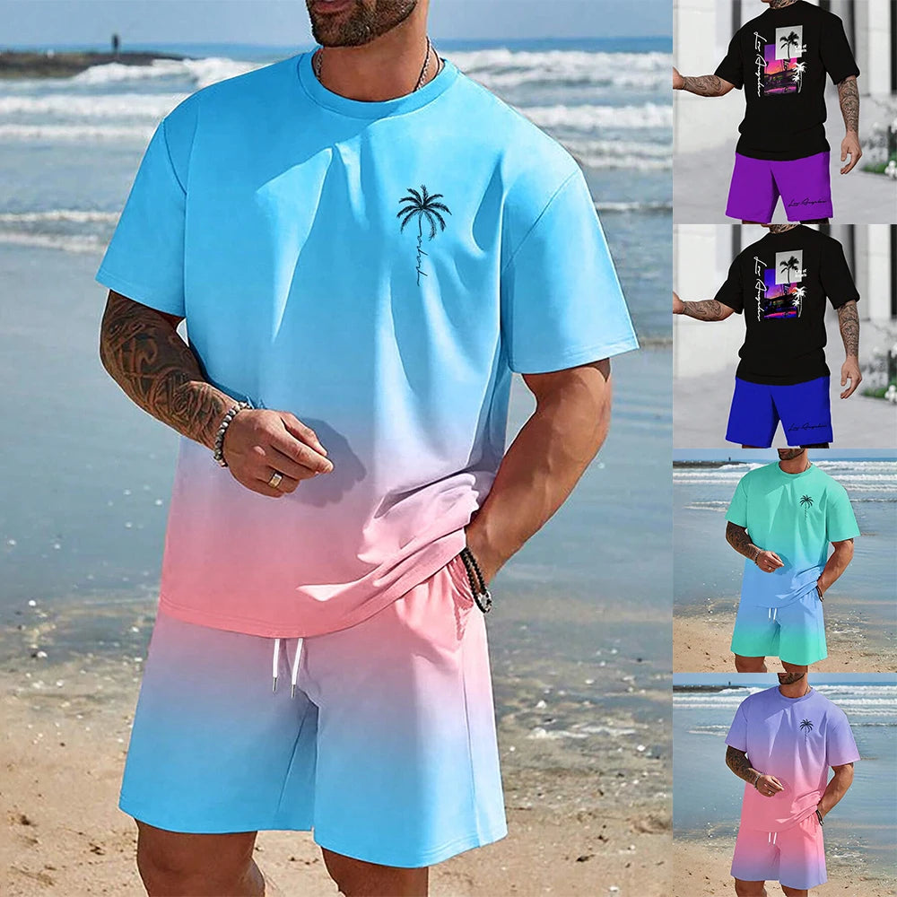 Short Sleeved Dopamine Casual Hawaiian Set