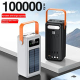 100000mAh Power Bank Large Capacity Built in 4 Cables Detachable Fast Charging Portable External Battery Powerbank for Xiaomi