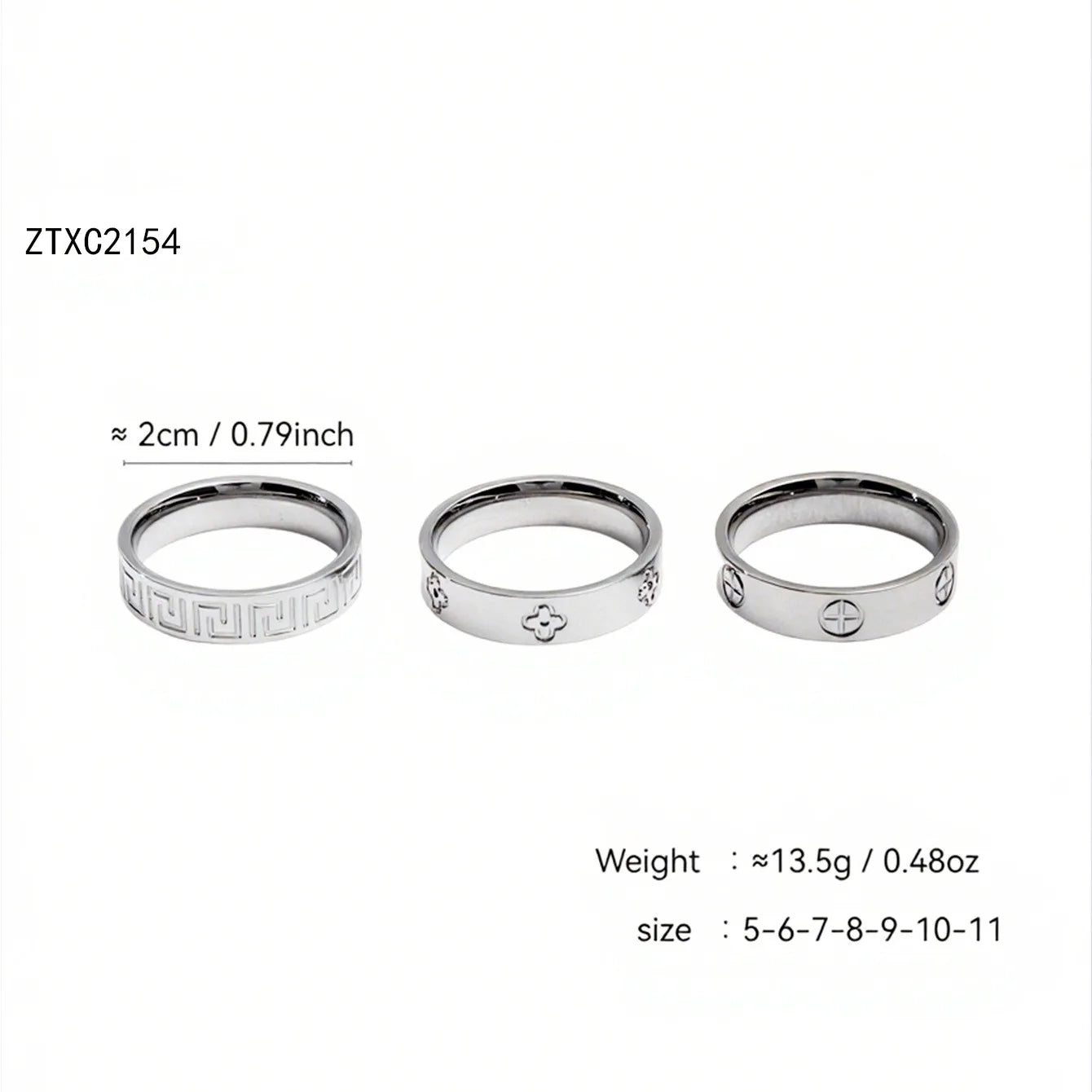 18K Gold, Great Wall Pattern, Four Leaf Flower, Cross Ring For Women