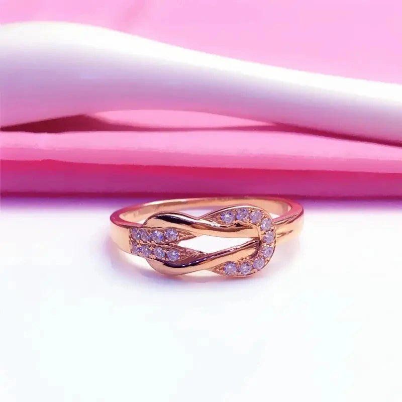14K Rose Gold Inlaid Gemstone Rings For Women