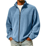 Men's Solid Color Fleece Lined Zip Up Pocket Hooded Sweatshirt