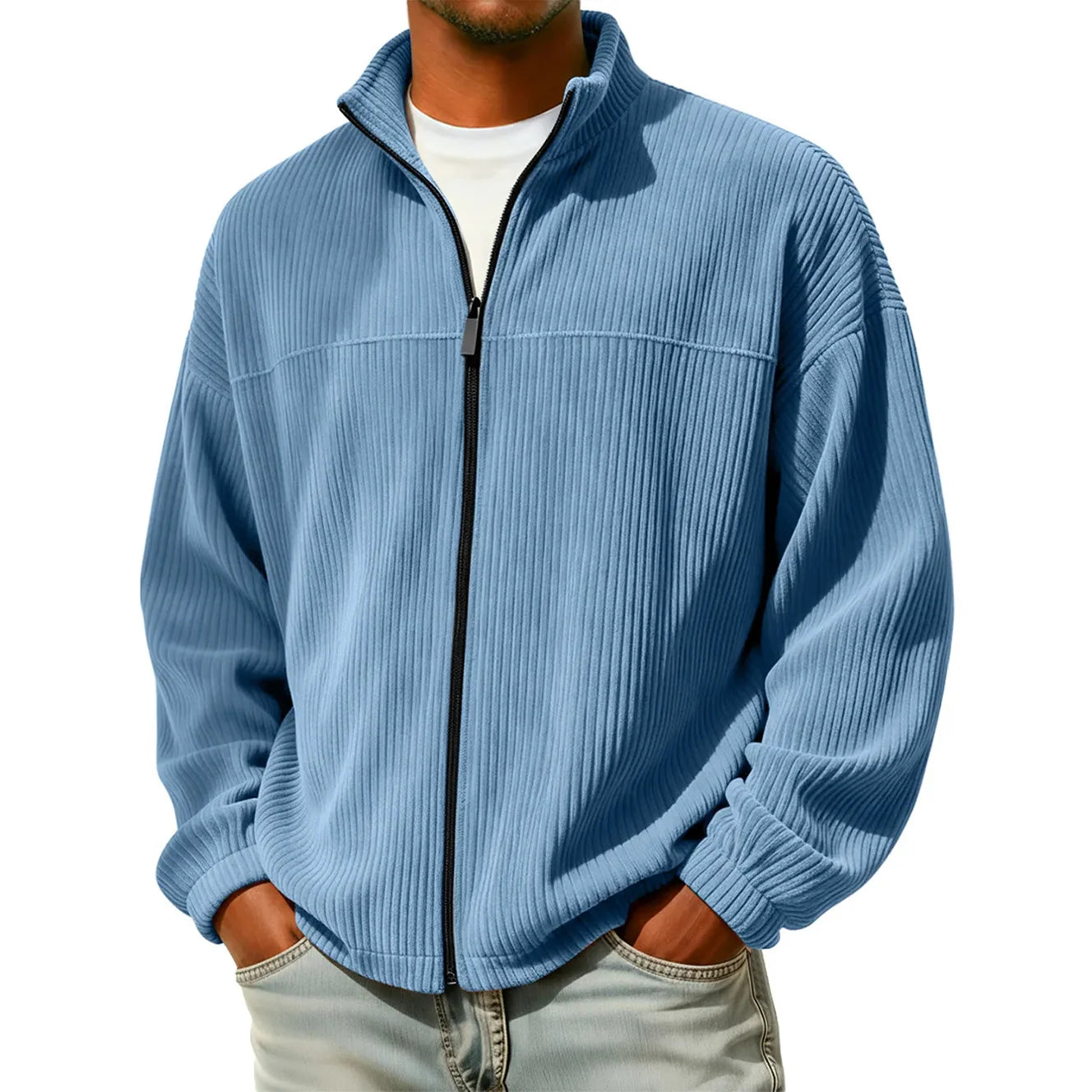 Men's Solid Color Fleece Lined Zip Up Pocket Hooded Sweatshirt